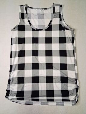 4/20$ Warehouse One Checkered Scoop Neck Tank Top - Black & White